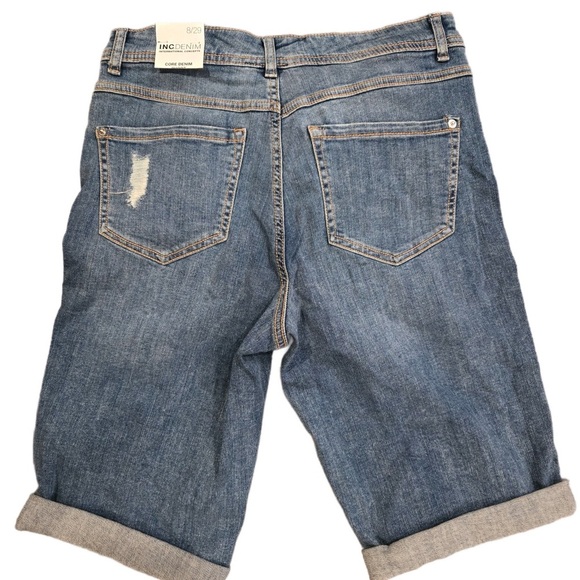 INC Distressed High Waisted Denim Shorts NWT Size 8 - Picture 3 of 5